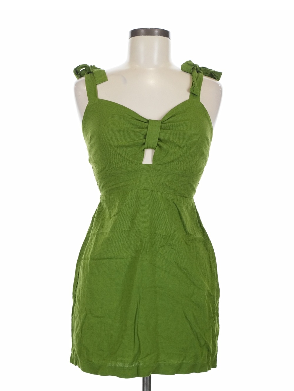 Monteau Olive Green Tie-Shoulder Mini Dress